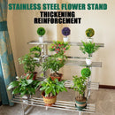 Stainless Steel Flower Rack Indoor/Outdoor Metal Plant Rack Ladder Flower Stand For Balcony Garden