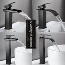 Full copper stage face wash basin hot and cold cabinet bathroom Nordic black waterfall tap