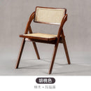 Dining Chair Solid Wood Nordic Rattan Armchair Solid Wood Vintage Style Backrest Furniture Rattan