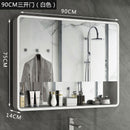Nordic Black and White Solid Wood Bathroom Mirror Cabinet Waterproof Toilet Mirror Box Wall Storage
