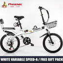 Phoenix Foldable Bicycle 7 Speed Variable Speed Foldable Bike High Carbon Steel Double Disc Brake