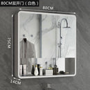 Nordic Black and White Solid Wood Bathroom Mirror Cabinet Waterproof Toilet Mirror Box Wall Storage