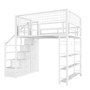AUSITUR Wrought Iron Loft Bed Elevated Bed Space-saving Home Iron Frame Bed