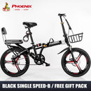 Phoenix Foldable Bicycle 7 Speed Variable Speed Foldable Bike High Carbon Steel Double Disc Brake