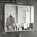Nordic Black and White Solid Wood Bathroom Mirror Cabinet Waterproof Toilet Mirror Box Wall Storage