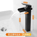 Full copper stage face wash basin hot and cold cabinet bathroom Nordic black waterfall tap