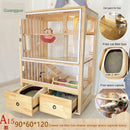Pazazz Real Wooden Cage Villa Apartment Home Oversized Multi-storey Indoor Cat House with Toilet