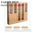 LAL Bookcase Bookshelf Cabinet Combination Office Solid Wood Filing Cabinet With Lock Glass Door