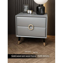 Nordic White Wax Solid Wood Bedside Table Custom-made Modern Leather Storage Cabinet with Ins Style