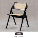 Dining Chair Solid Wood Nordic Rattan Armchair Solid Wood Vintage Style Backrest Furniture Rattan