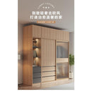 Lu Luxurious Sliding Door Wardrobe Glass Door Wardrobe Bedroom Simple Modern Wood Color Assembled