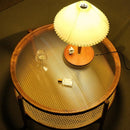 Solid Wood Small Round Table Japanese Style Living Room Rattan Round Glass Coffee Table——japanese