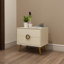 Nordic White Wax Solid Wood Bedside Table Custom-made Modern Leather Storage Cabinet with Ins Style