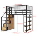 AUSITUR Wrought Iron Loft Bed Elevated Bed Space-saving Home Iron Frame Bed