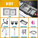 Kitchen Sink Handmade 304 Stainless Steel Double Trough with Knife Rest Thickened Sink
