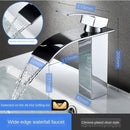 Full copper stage face wash basin hot and cold cabinet bathroom Nordic black waterfall tap