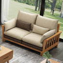 Neikia Solid Wood Sofa with Cushion Living Room Furniture New Chinese Fabric Sofa 1 2 3 Seater Sofa