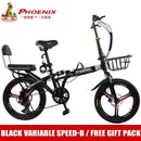 Phoenix Foldable Bicycle 7 Speed Variable Speed Foldable Bike High Carbon Steel Double Disc Brake