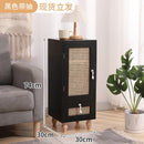 GC Rattan Bedside Table Storage Cabinet Solid Wood Bedroom Kitchen Cabinet Modern Simple