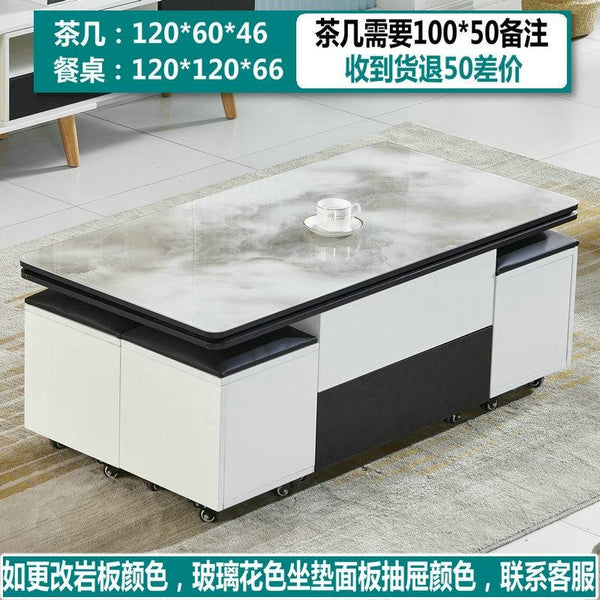 ARPER Foldable Coffee Table Marble Blister Folding Tempered Glass Side Table Household Dining Table