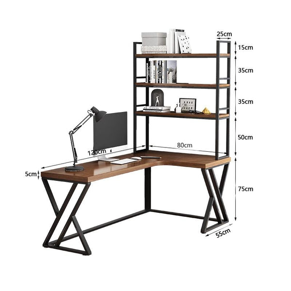 Solid Wood Corner Table Bookshelf Combination L-shaped Desk Home Corner Computer Desk