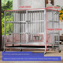 YIPET Ready Stock Dog cage thick stainless steel super large residential foldable movable pet cage