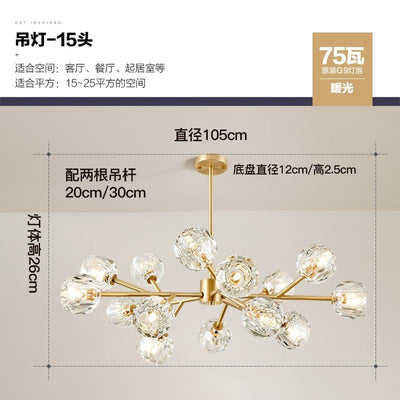 HJFA Living Simple Modern Bedroom Dining Room Crystal Glass Chandelier Magic Bean Light Luxury