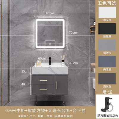 Runzeu Rock Slab Marble Bathroom Cabinet Combination Modern Simple Toilet Washstand Washbasin Light