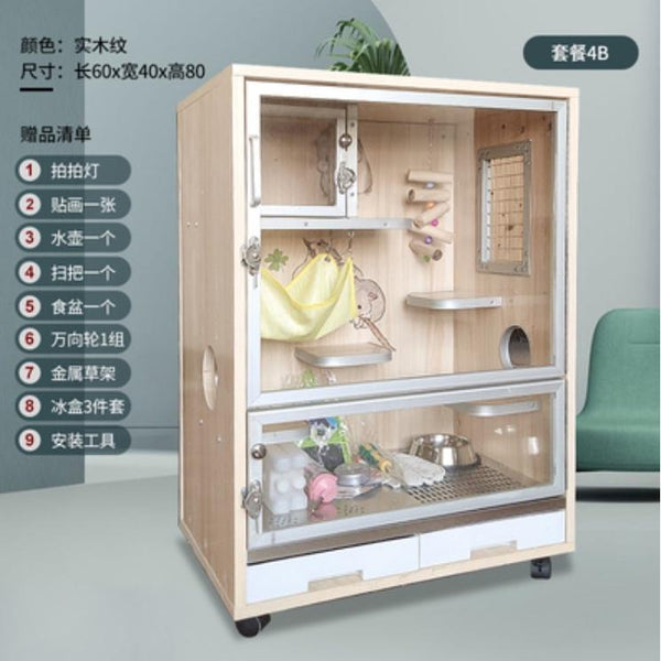 Hamster Cage Chinchilla Cabinet Totoro Cage Solid Wood Ecological Board Pet Cabinet Villa Chinchilla
