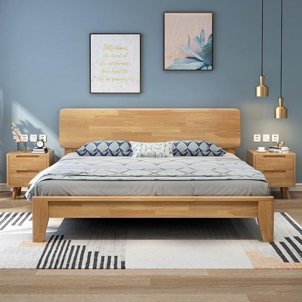 YICHANG Solid Wood Bed Nordi Master Bedroom 1.8m Double Bed Small House Type 1.2m Modern Simple 1.5m