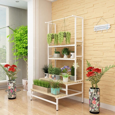 Terrace Ladder Solid Wood Carbide Iron Multi-layer Stand Multi-meat Hanging Spider's Floor Outdoor