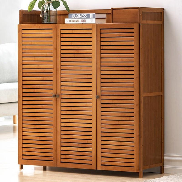 Rattan solid wood Shoe cabinet deodorant large capacity breathable Shoe rack with cabinet door