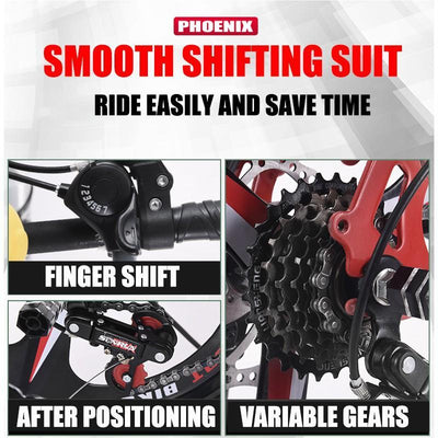 Phoenix Foldable Bicycle 7 Speed Variable Speed Foldable Bike High Carbon Steel Double Disc Brake