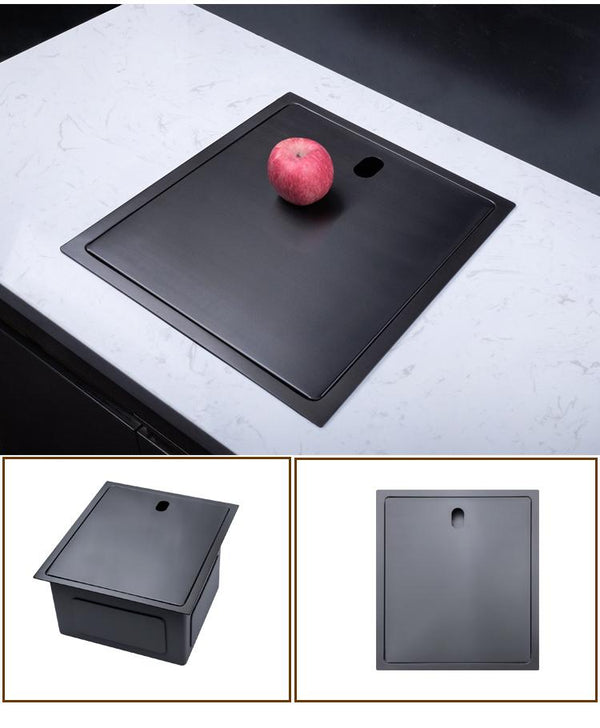Hidden Bar Sink Kitchen Invisible Handmade Single Slot with Lid Zhongdao Small Basin Stainless Steel