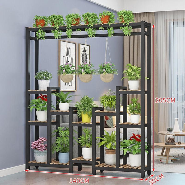 Indoor Screen Partition Living Room Xuanguan Green Flower Pot Rack Iron Floor-to-ceiling Multi-layer