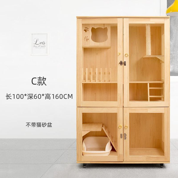 Solid wood cat cage luxury cat villa wooden cage cat cabinet home indoor cat cage double-decker cat