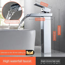 Full copper stage face wash basin hot and cold cabinet bathroom Nordic black waterfall tap