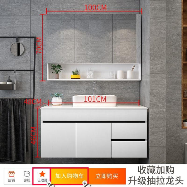 Nordic Bathroom Mirror Cabinet With Storage Solid Wood Mirror Waterproof Storage Cabinet Wash Basin