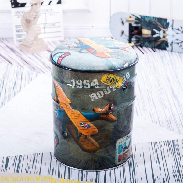 Dining Vintage Industrial Wind Chair Iron Bucket European Bar Change Shoe To Collect Storage Stool