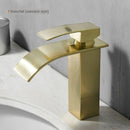 Full copper stage face wash basin hot and cold cabinet bathroom Nordic black waterfall tap