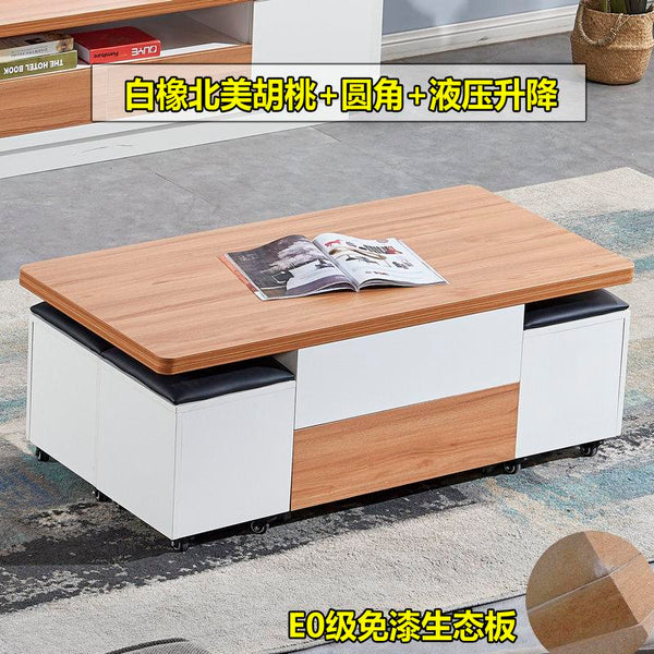 Lifting Modern Simple Small Family Folding Retractable Storage Pyrophyllite Coffee Table Dual
