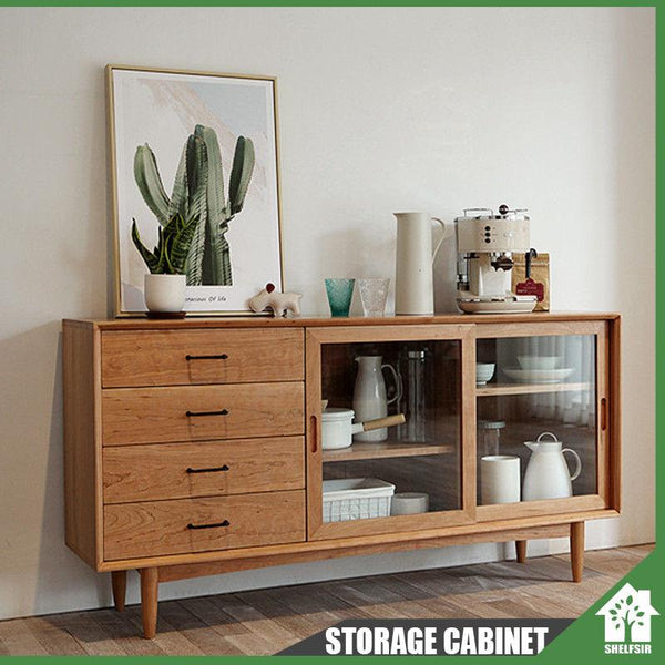 YSHF Kitchen Storage Cabinet Wood Modern Living Nordic Dining Solid Cupboard Room Simple Light