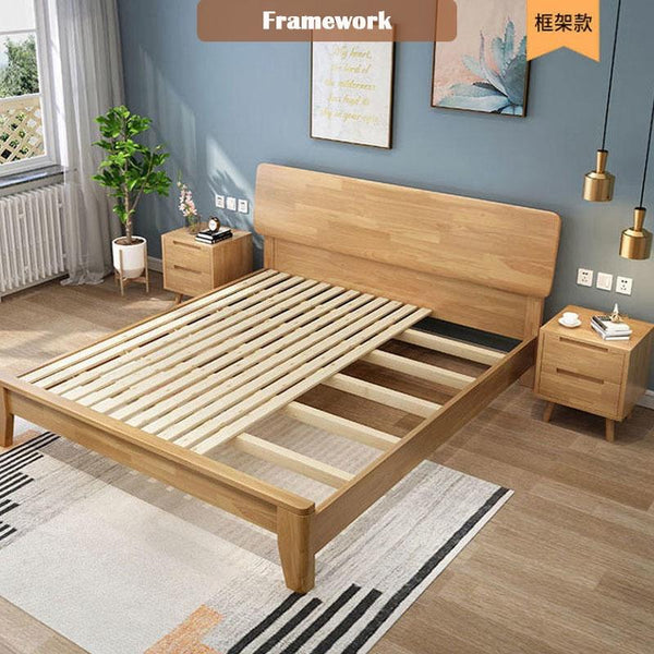 YICHANG Solid Wood Bed Nordi Master Bedroom 1.8m Double Bed Small House Type 1.2m Modern Simple 1.5m