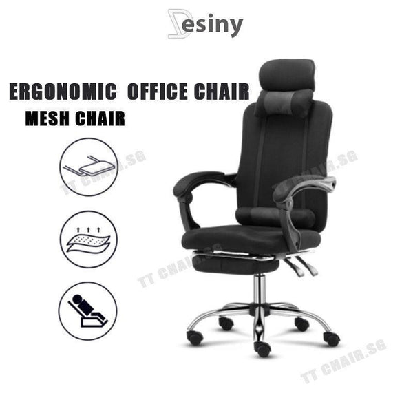 Desiny Office Chair Suitable For Ergonomic Long Office/gaming Adjustable Backrest Black Mesh Chair