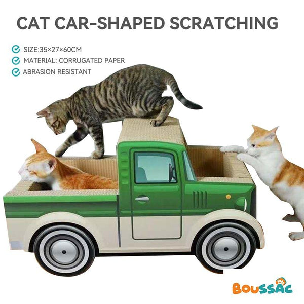 BOUSSAC Cat Scratch Board Car-Shaped Scratcher Corrugated Paper Cat Claw Toy Cat Scratching Board