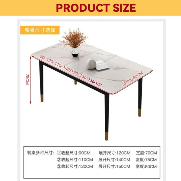 DF Sintered Stone Dining Table Set Extendable Marble Long Table and Chair