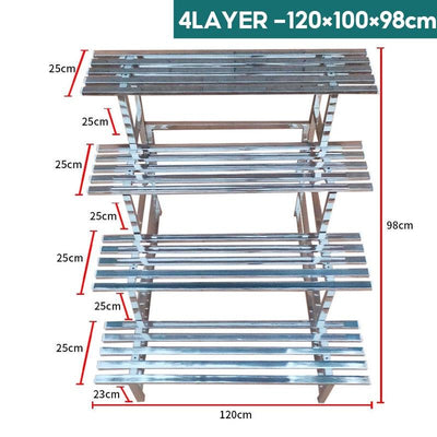 Stainless Steel Flower Rack Indoor/Outdoor Metal Plant Rack Ladder Flower Stand For Balcony Garden