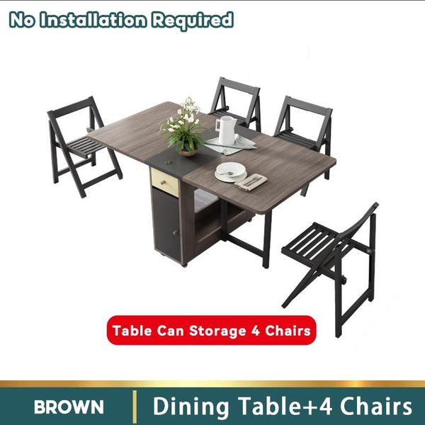 HQ Nordic Multifunctional Folding Dining Table And Chair Combination Modern Minimalist Family Home