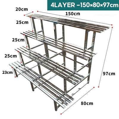 Stainless Steel Flower Rack Indoor/Outdoor Metal Plant Rack Ladder Flower Stand For Balcony Garden