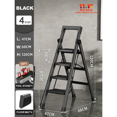 SENBIJU Ladder Indoor Household Thickened 5-step Ladder 6-7-8 Step Folding Herringbone Ladder